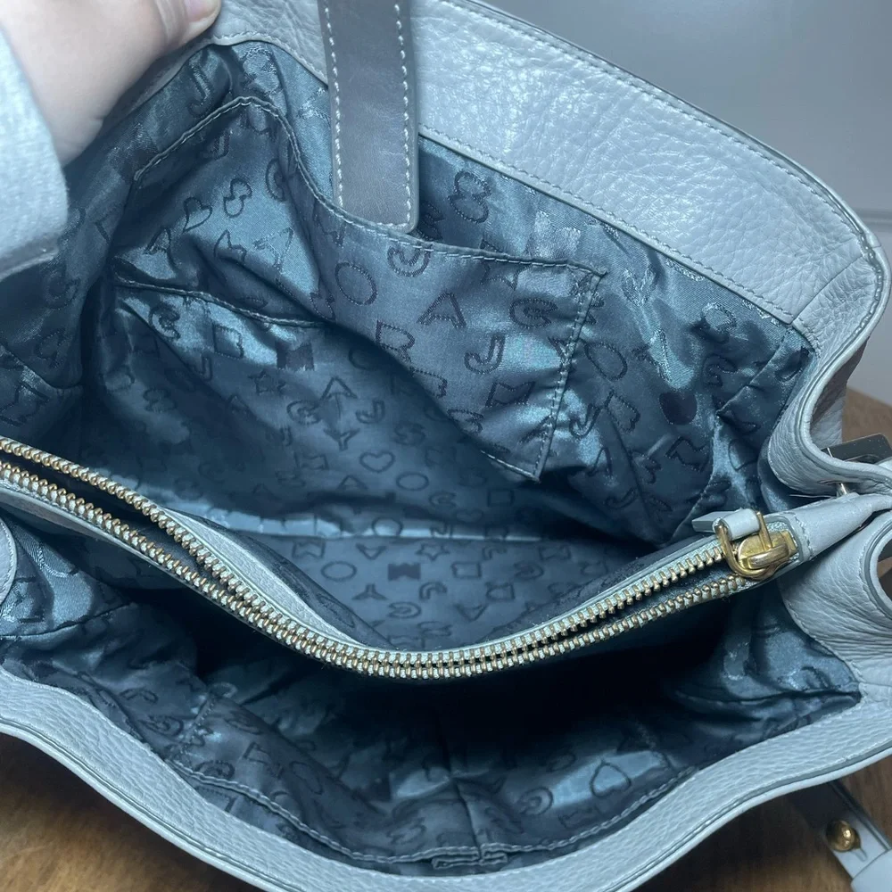 Marc by Marc Jacobs Bob’s Memphis Leather Satchel Crossbody Bag Gray Cream